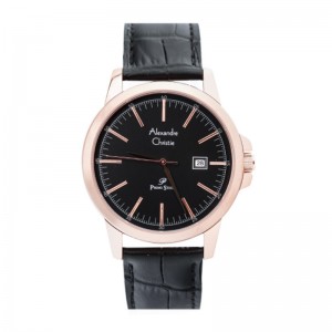 Alexandre Christie AC 1008 Rosegold Black Leather Man MDLRGBA